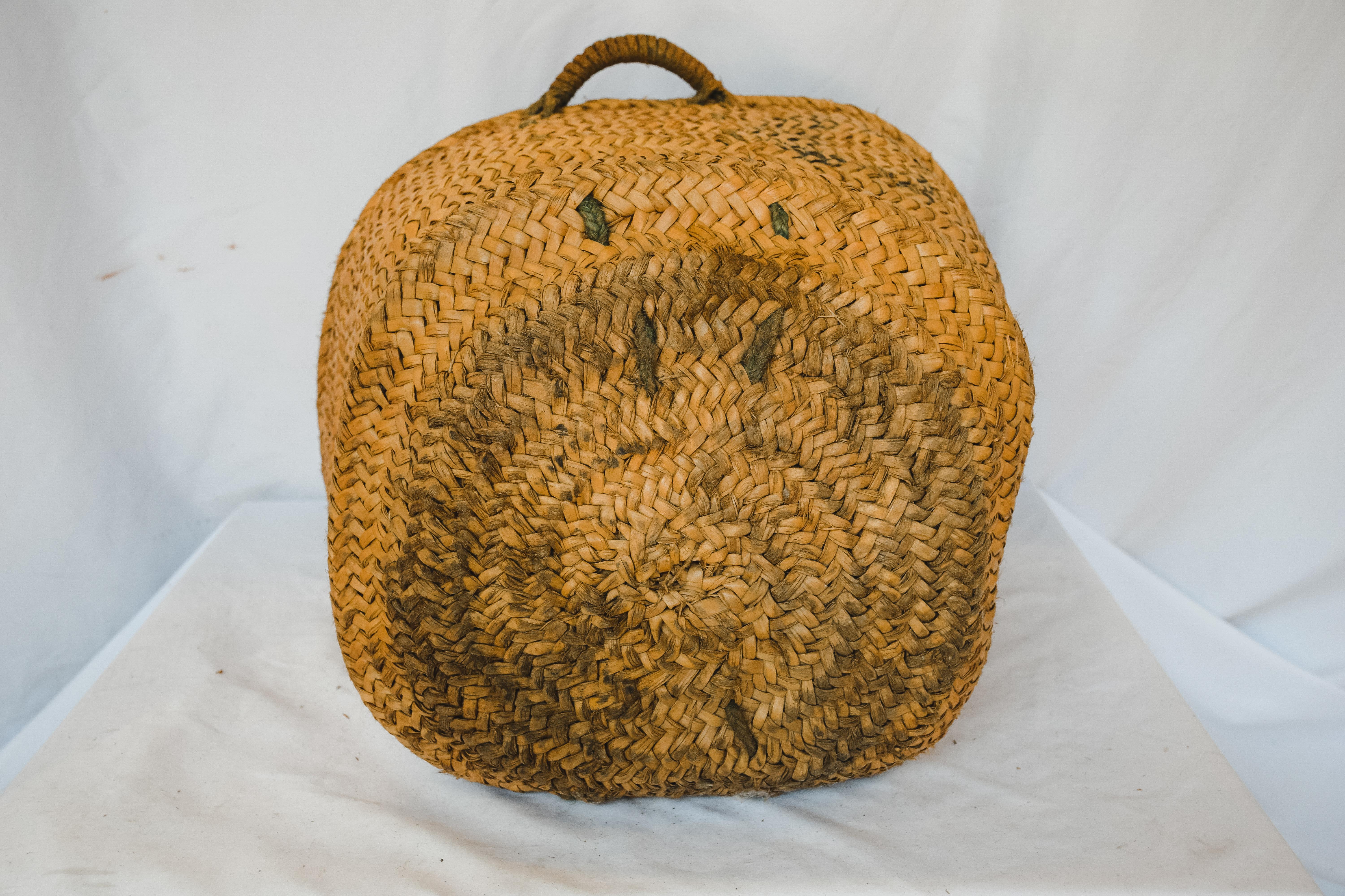This is a beautifully weaved rustic French farm basket. The farm baskets were used in the open market places in France to display flowers, vegetables, fruits and bread goods. These baskets are not only beautiful, but they are very useful. Imagine