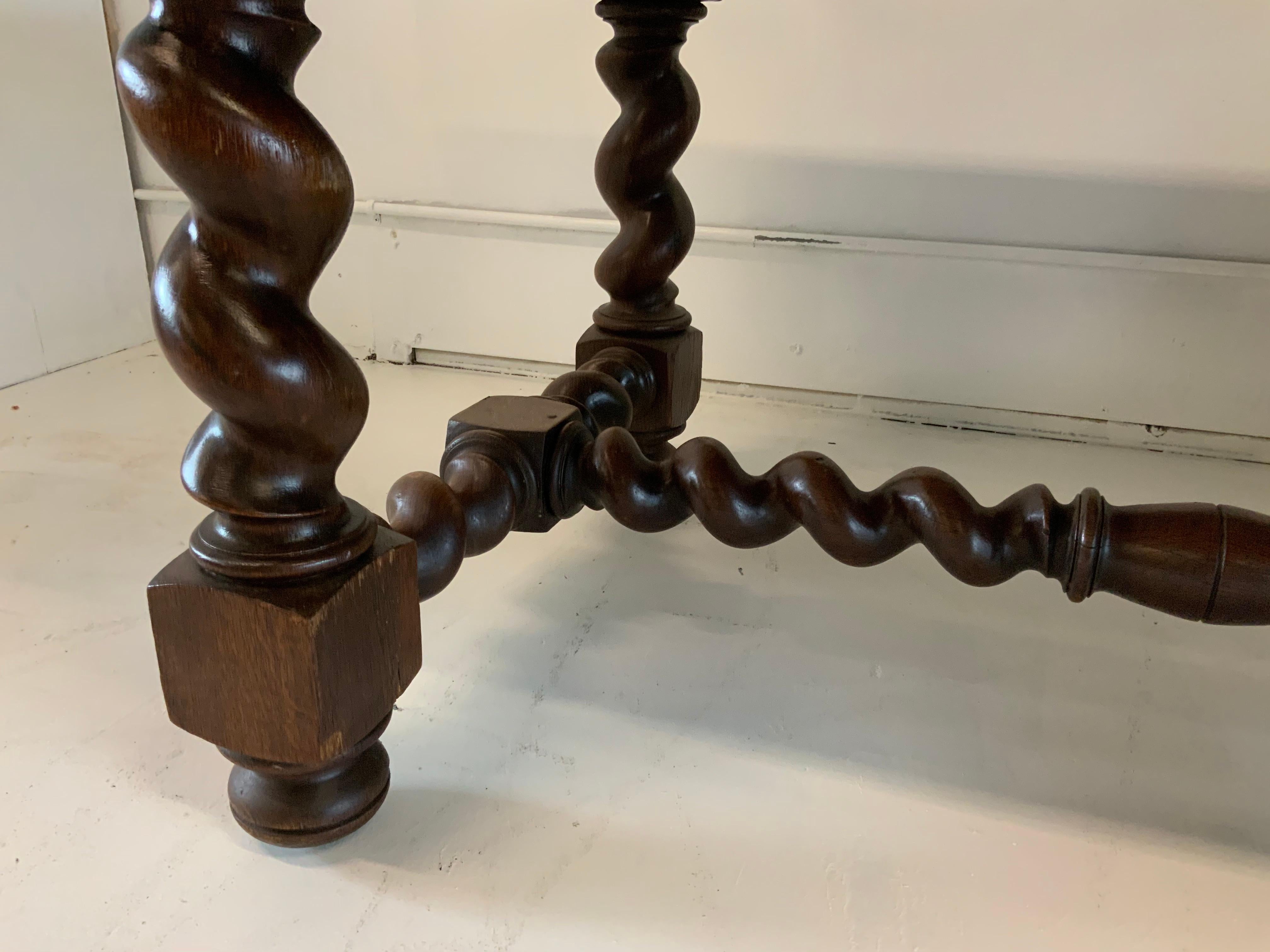 19th Century French Farm Dining Table Henry II Style, Varnished with 2 Slide Out Leaves
