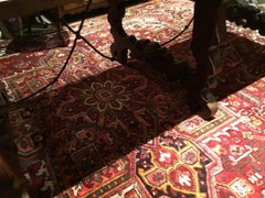 French Farm House Table, 19th Century with Ox Bow Ends and Iron Stretchers
