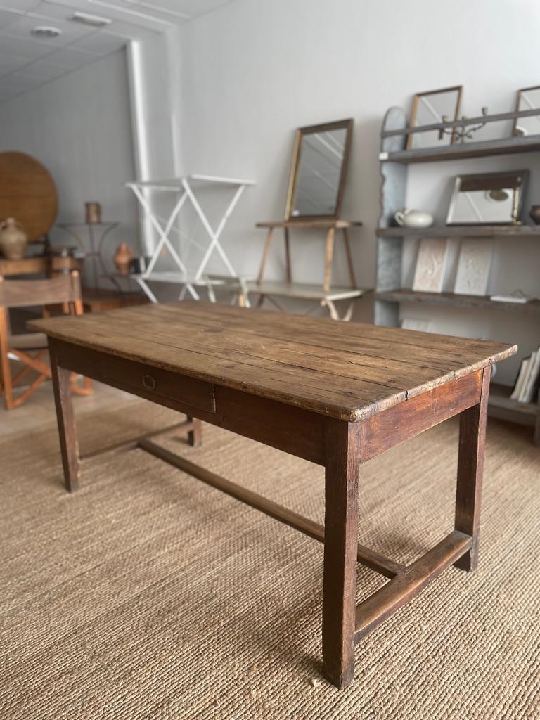 Patinated french farm table end XIX
