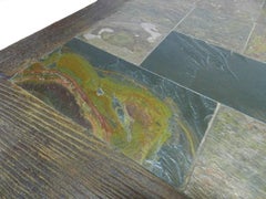 French Farm Table Inset Stone Tiles Late 20th Century Shaker Style FREE SHIPPING