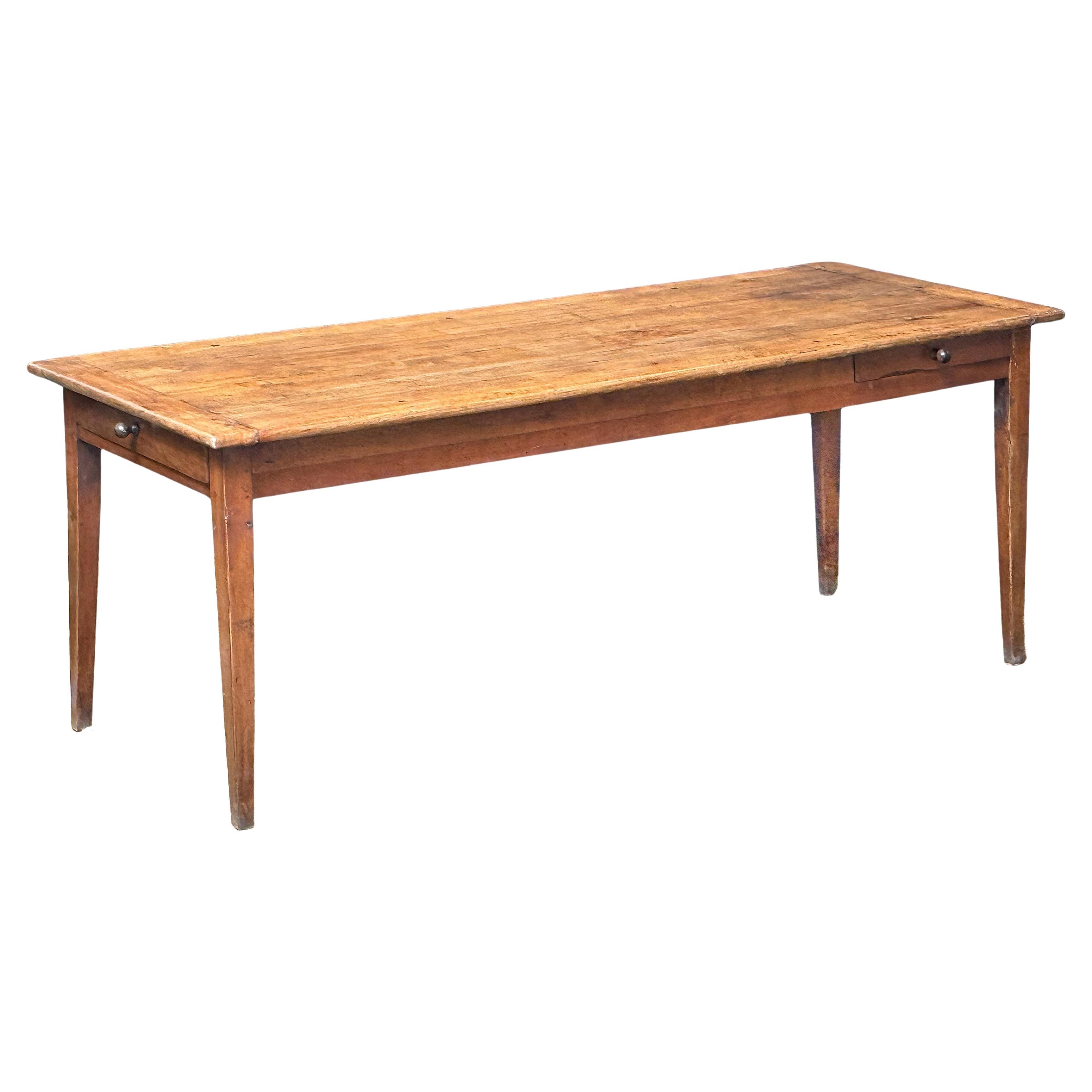 French Farm Table of Cherry with Two Drawers