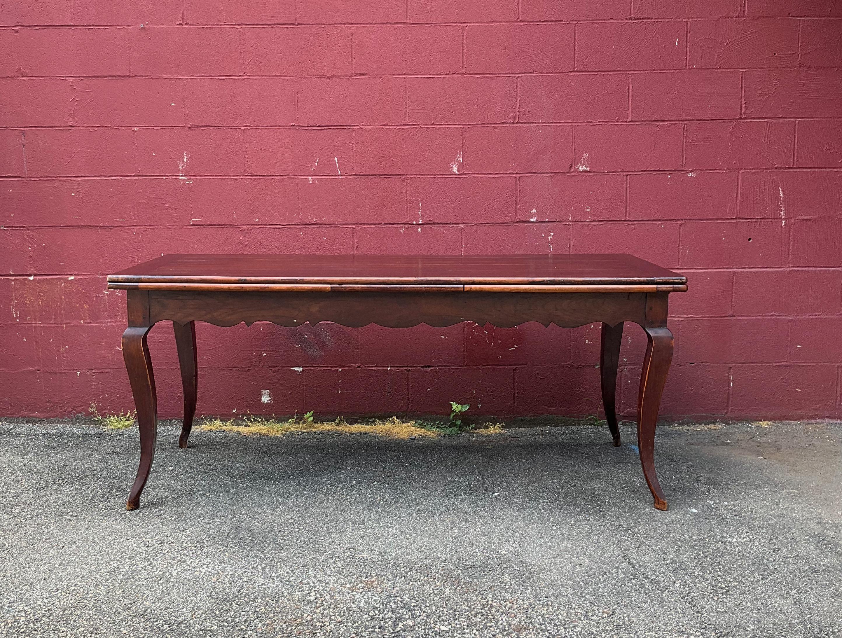 20th Century French Farm Table with Leaves For Sale