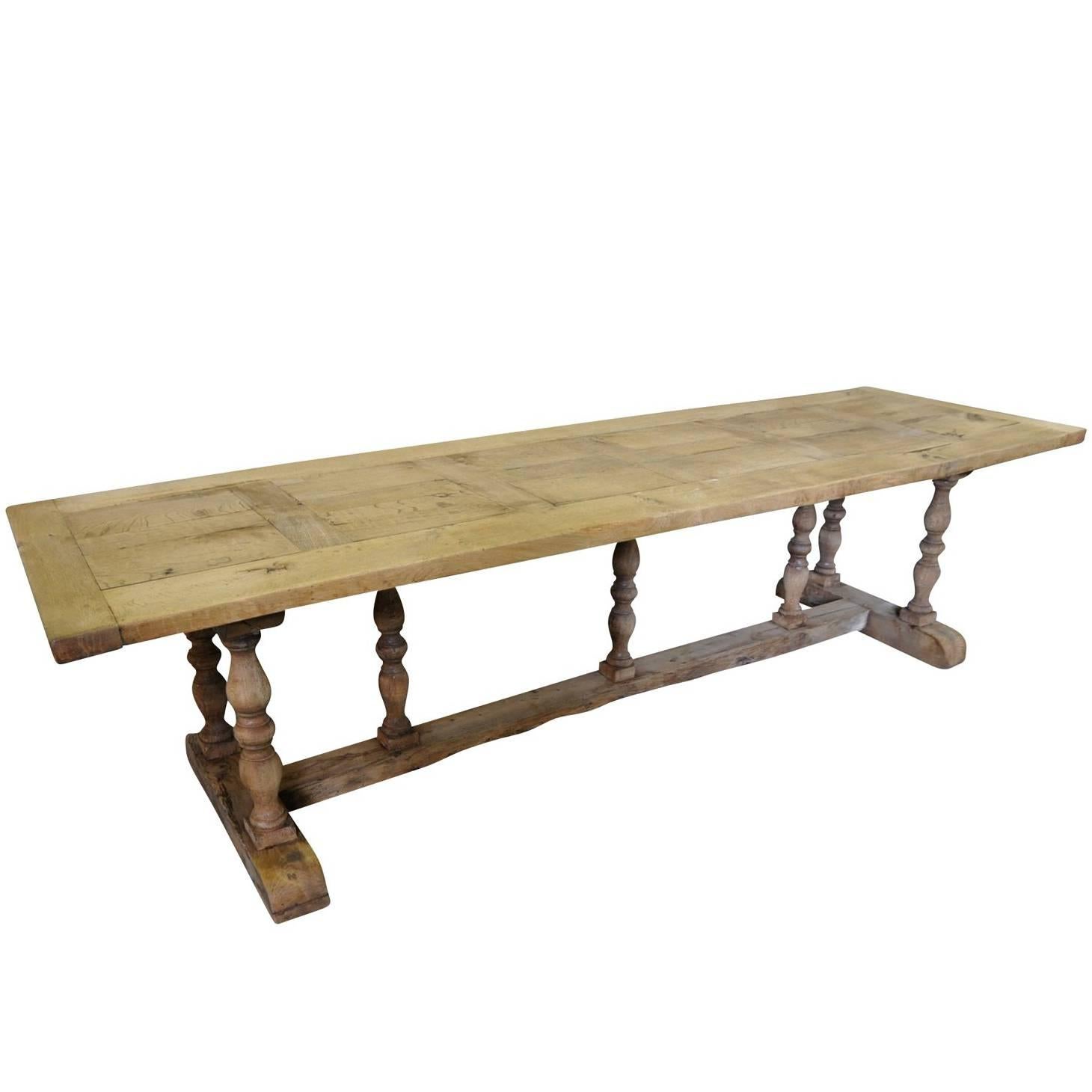 French Farm Table, Trestle Table, 19th Century