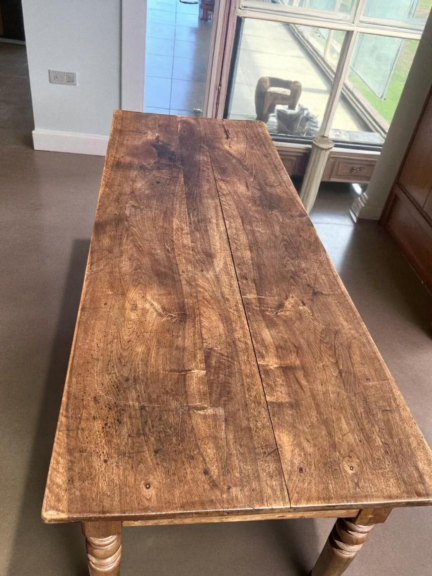 French Farmhouse Dining Table  Late 19th Century  Solid Oak For Sale 2