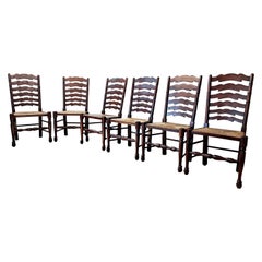 French Farmhouse High Ladderback Dining Chairs Made of Solid Cherry, Set of 6