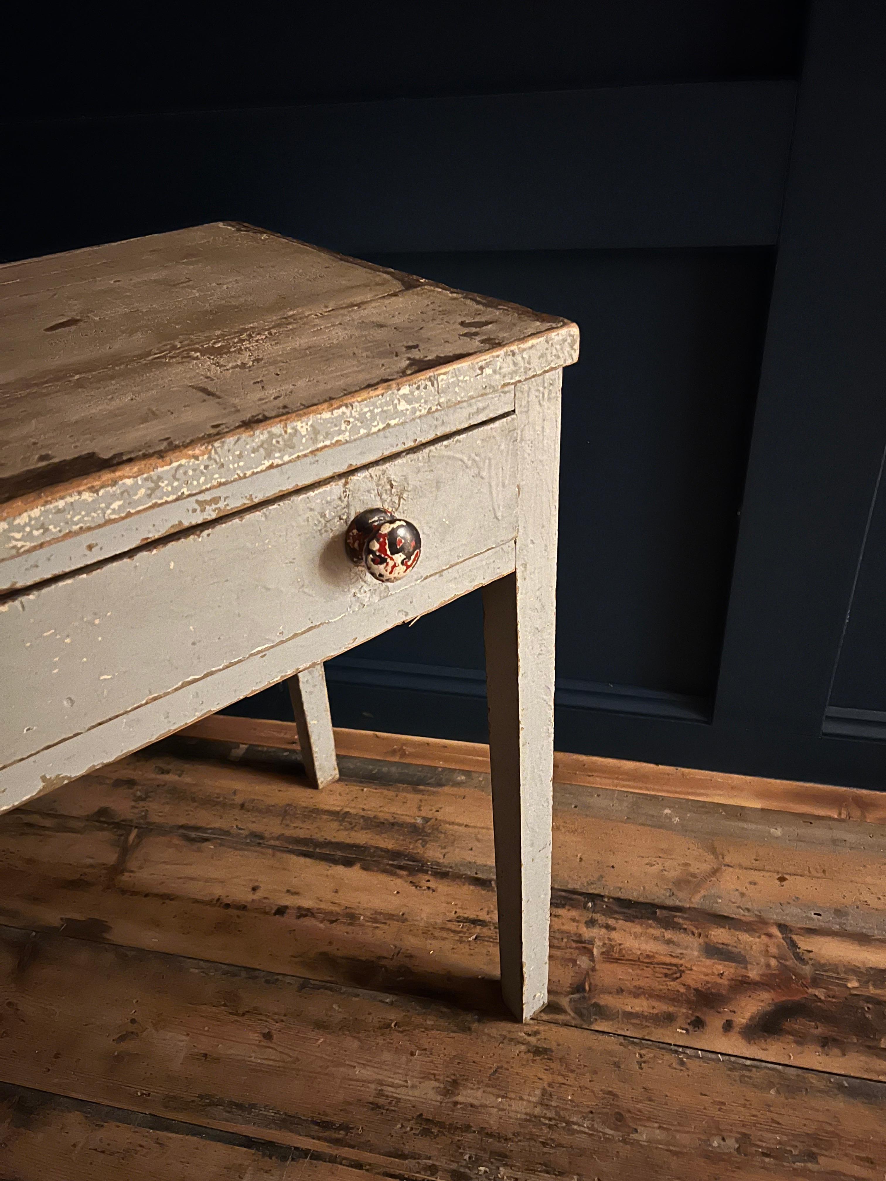 French Farmhouse Painted Distressed Desk c.1920's 4