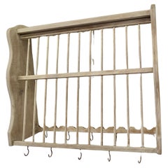 French Farmhouse Pine Plate Rack  This useful piece hangs on the wall and drains