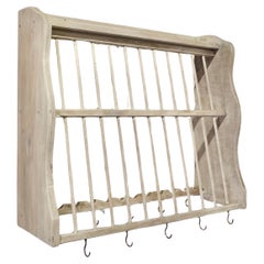 French Farmhouse Pine Plate Rack  This useful piece hangs on the wall and drains