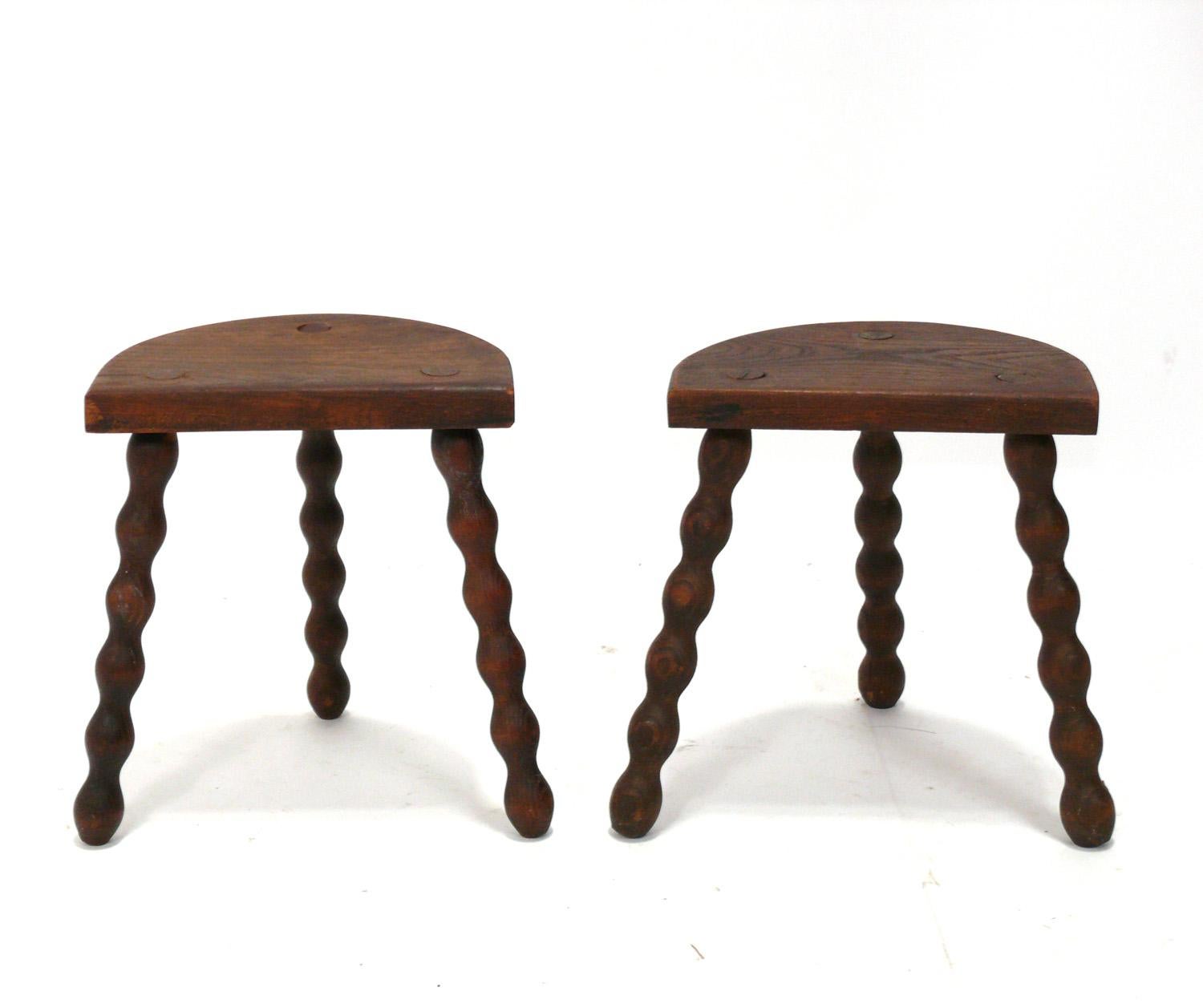 Rustic French Farmhouse Stools For Sale