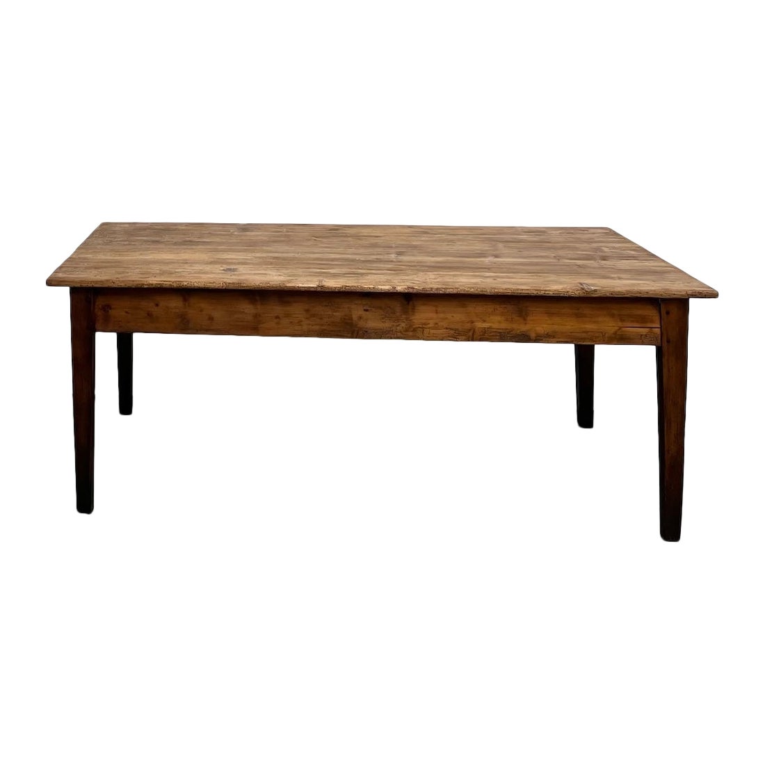 Table de ferme française des années 1950, en bois de pin