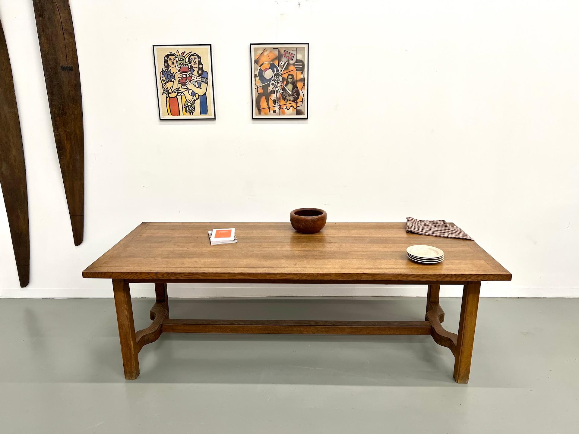 French Farmhouse table in oak from the 1950s In Good Condition For Sale In LYON, FR