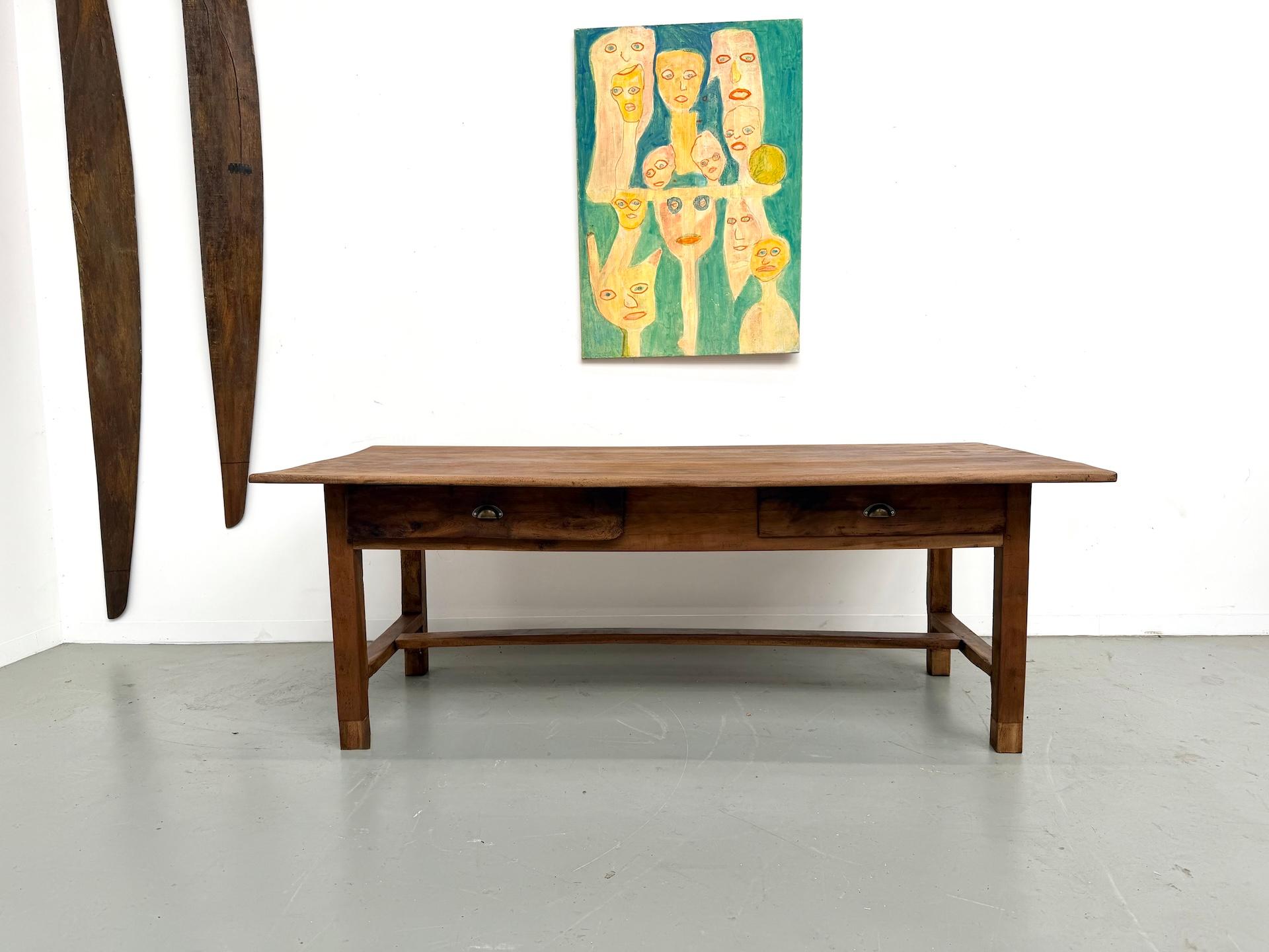 French Provincial French farmhouse table in solid walnut, circa 1920 For Sale