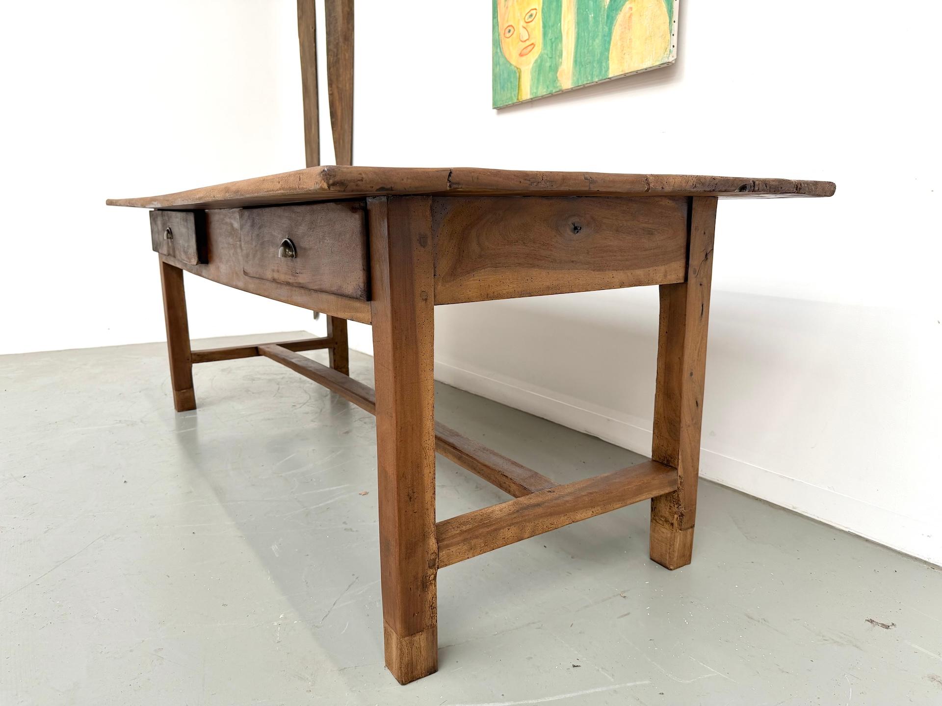Early 20th Century French farmhouse table in solid walnut, circa 1920 For Sale