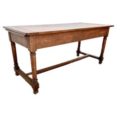 French Farmhouse Turned Leg Table with Drawer