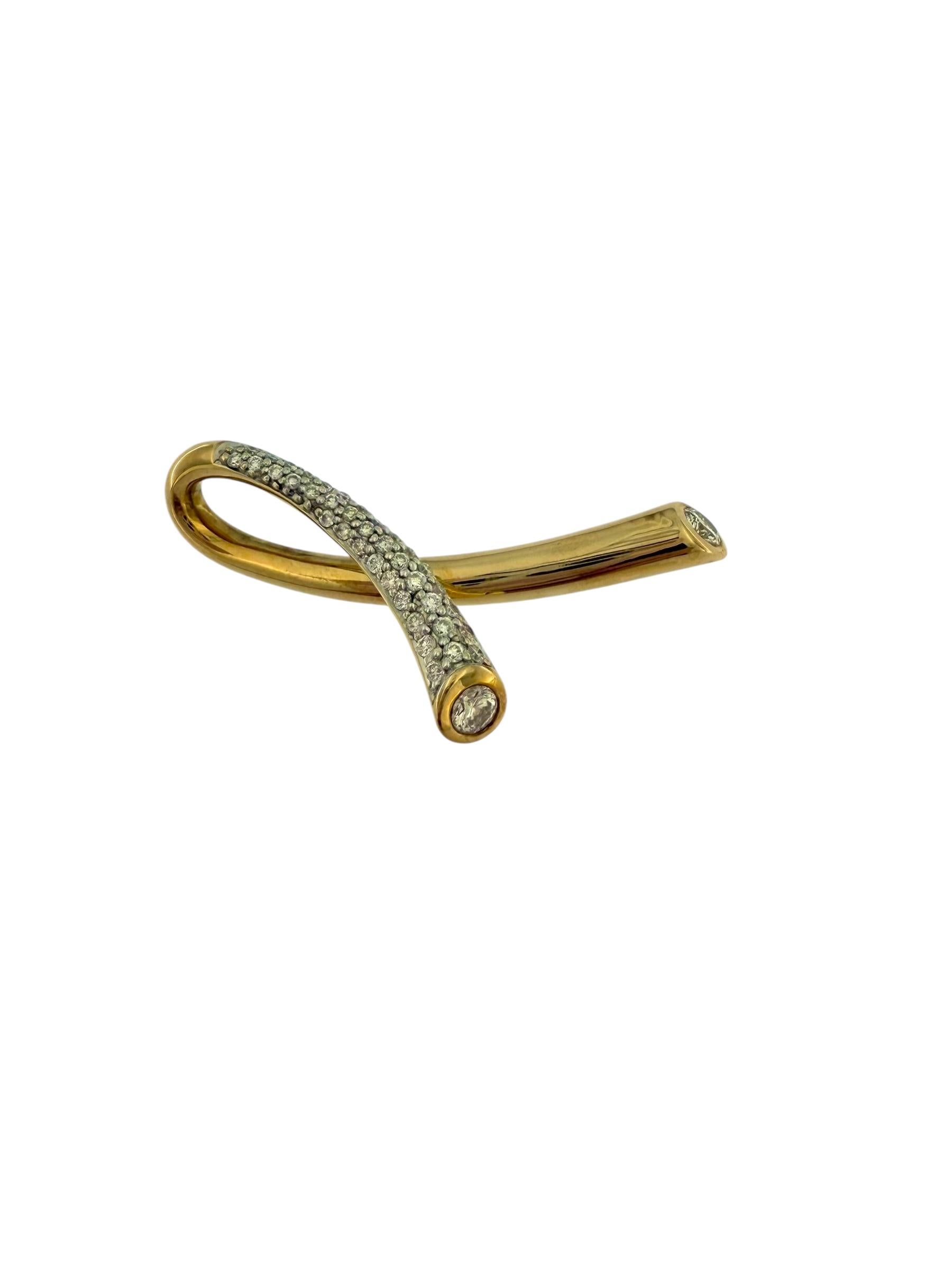 Brilliant Cut French Fashion Yellow and White Gold Pendant with Diamonds For Sale