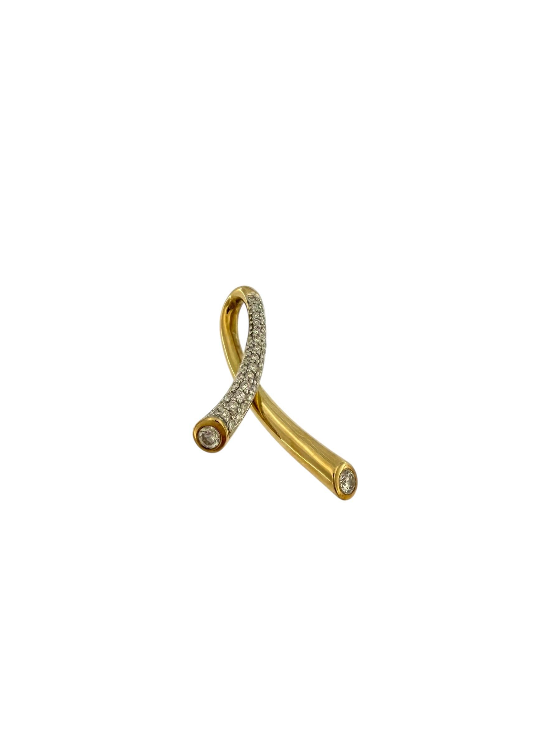 French Fashion Yellow and White Gold Pendant with Diamonds For Sale 1