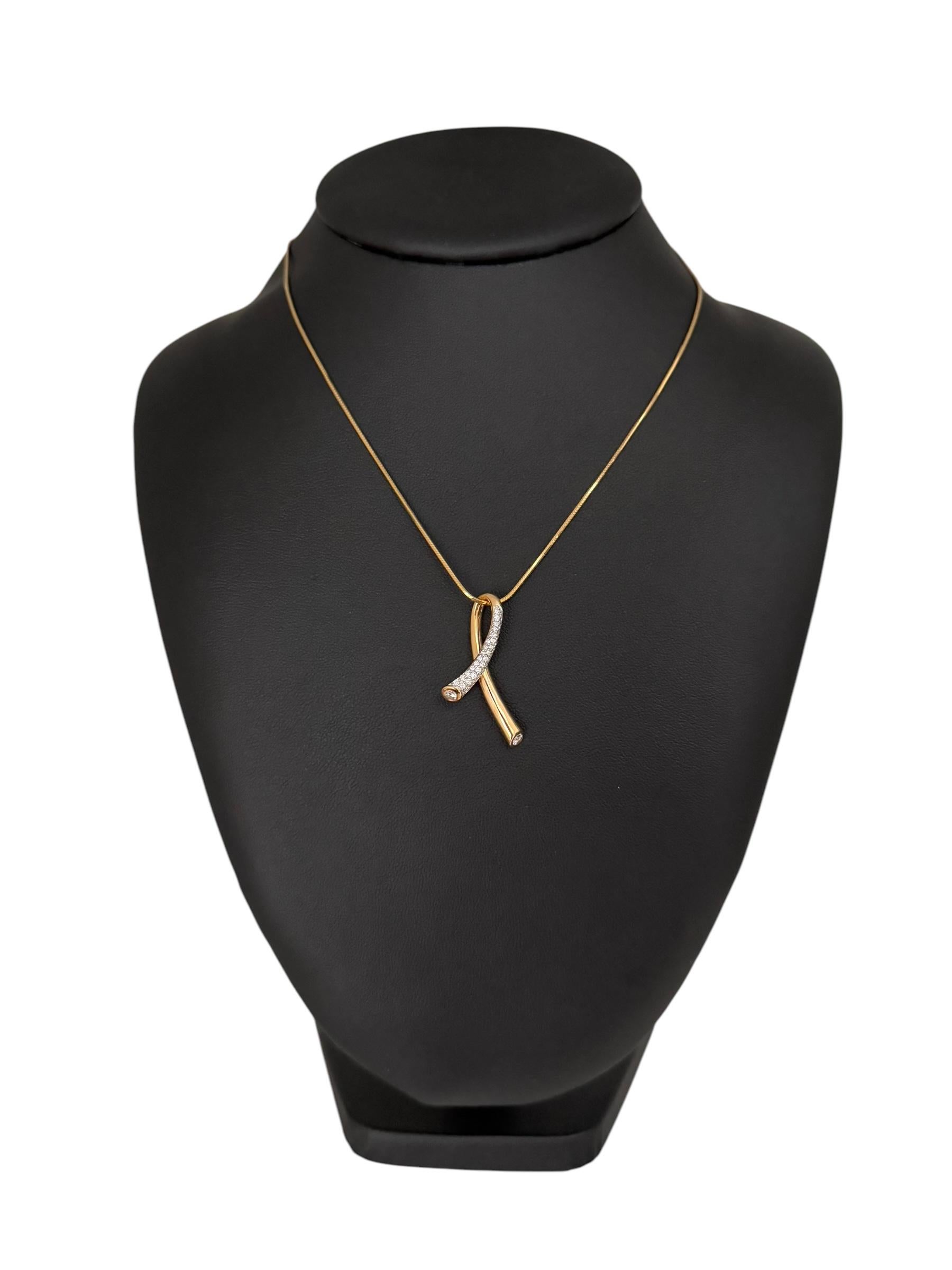 French Fashion Yellow and White Gold Pendant with Diamonds For Sale 2
