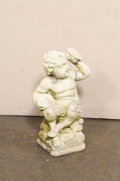French "Faun" 2.25 Ft Tall Garden Statue w/Wonderful Patina, Mid 20th C.