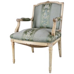 French Fauteuil Armchair with Silk Upholstery
