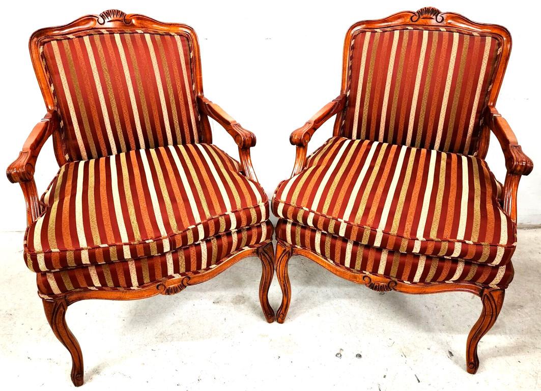 For FULL item description click on CONTINUE READING at the bottom of this page.
For a shipping quote, please send us your zip code.

Offering One Of Our Recent Palm Beach Estate Fine Furniture Acquisitions Of A
Pair of French Style Armchairs Accent