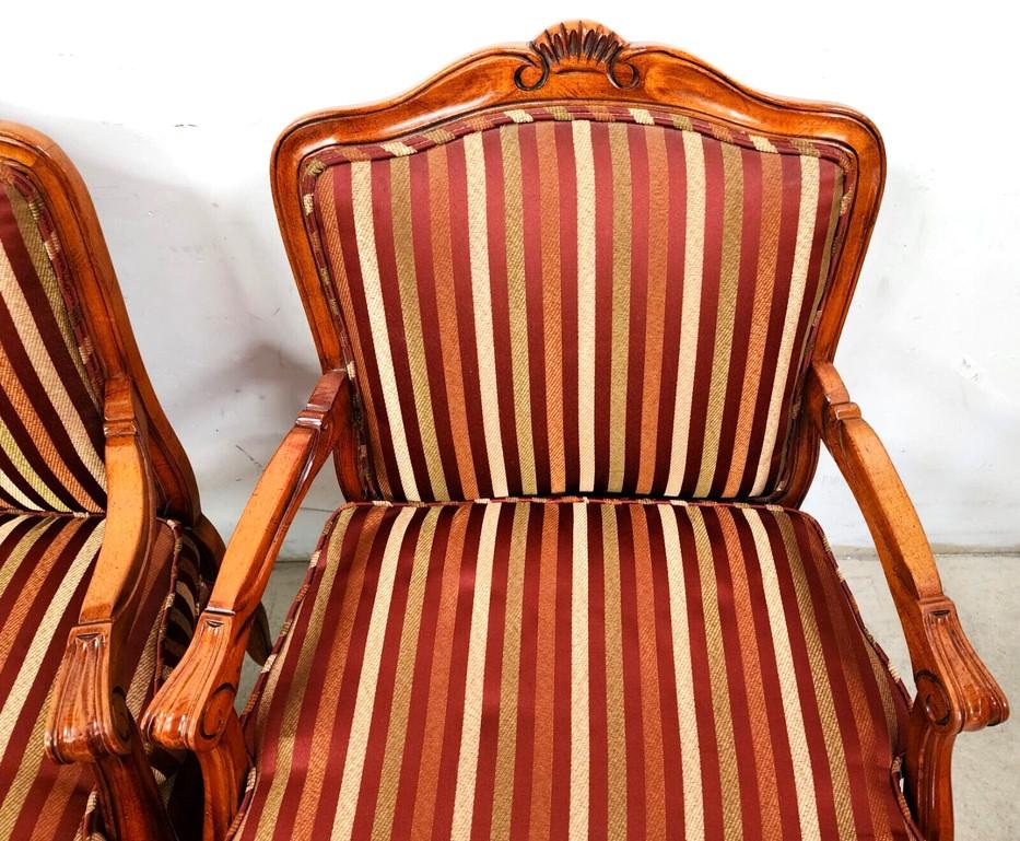 Cotton French Bergere Armchairs - A Pair For Sale