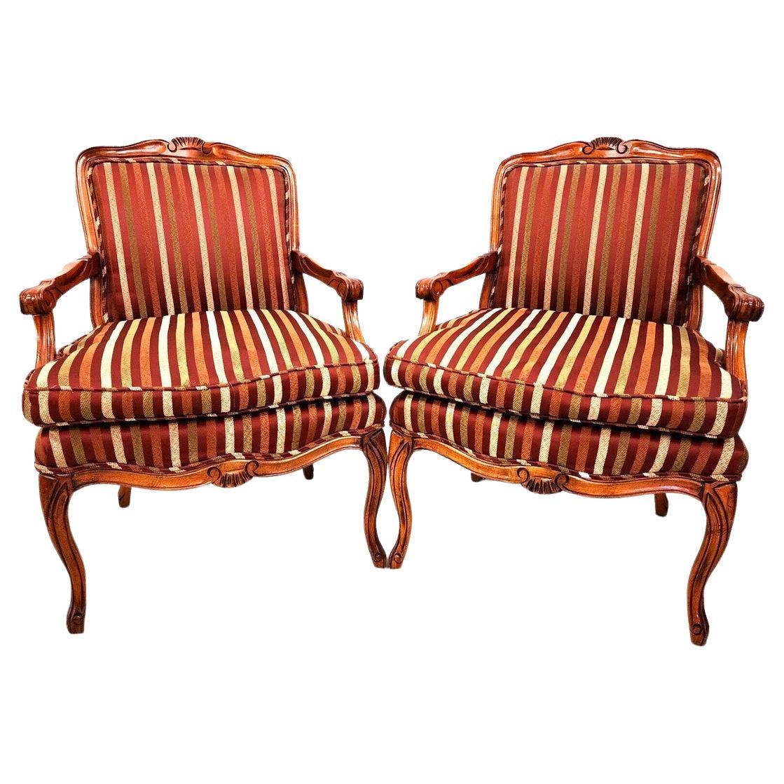 French Bergere Armchairs - A Pair For Sale