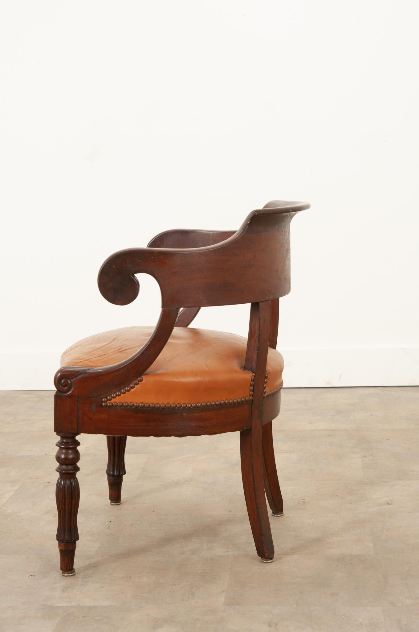 19th Century French Fauteuil de Bureau Desk Chair