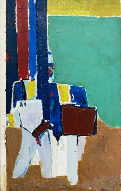 Peinture à l'huile cubiste abstraite française colorée du 20ème siècle d'après de Stael