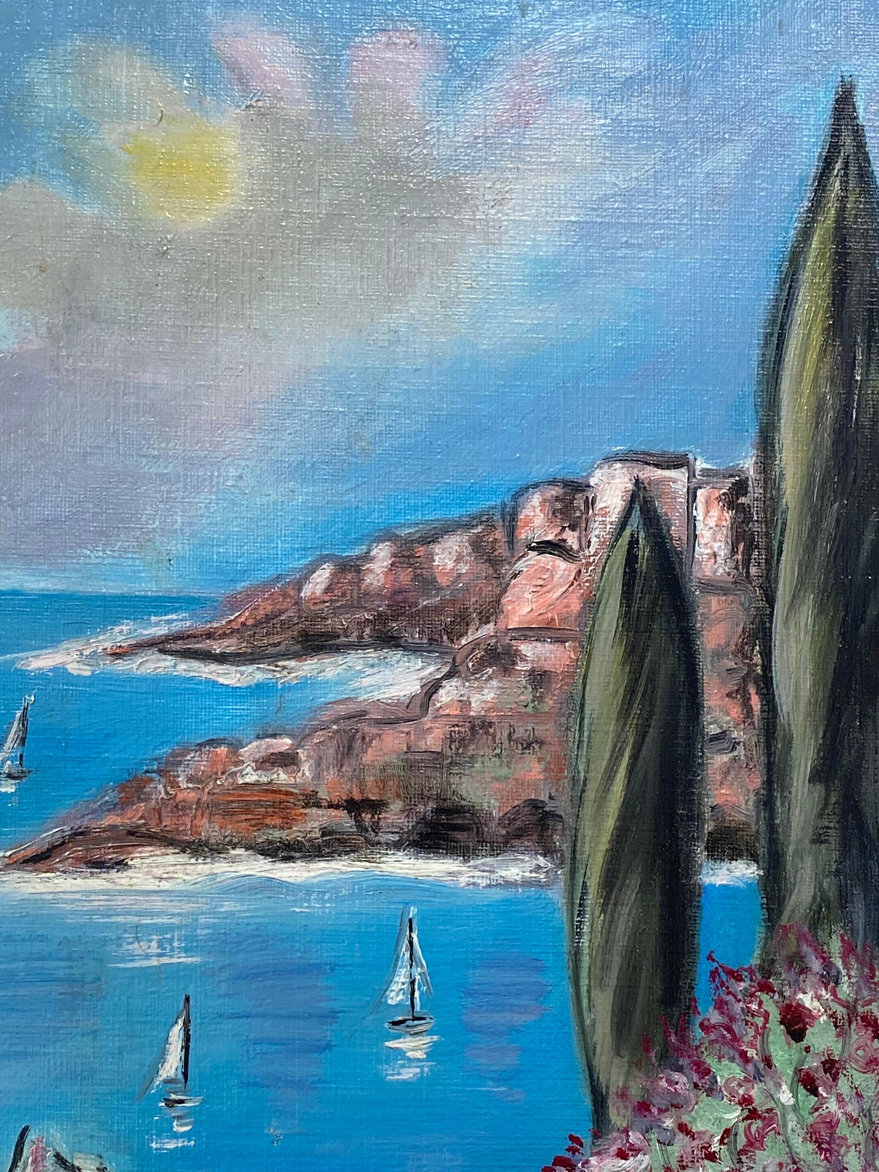 Farbenfrohes Ölgemälde der Provence Cote d'Azur der französischen Moderne des 20. Jahrhunderts (Grau), Abstract Painting, von French Fauvist