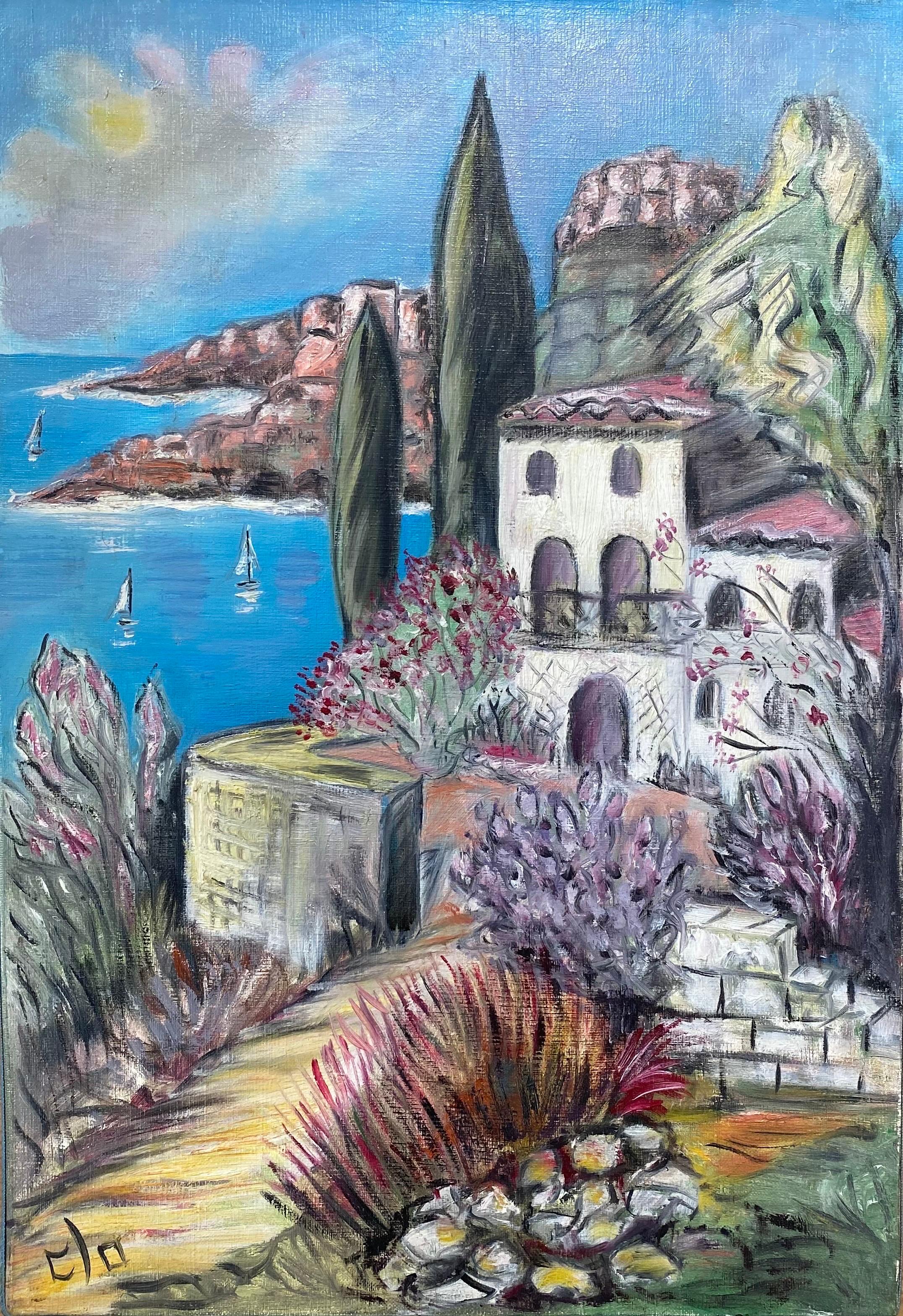 Provence Cote d'Azur, Colorful French Modernist 20th Century Oil Painting