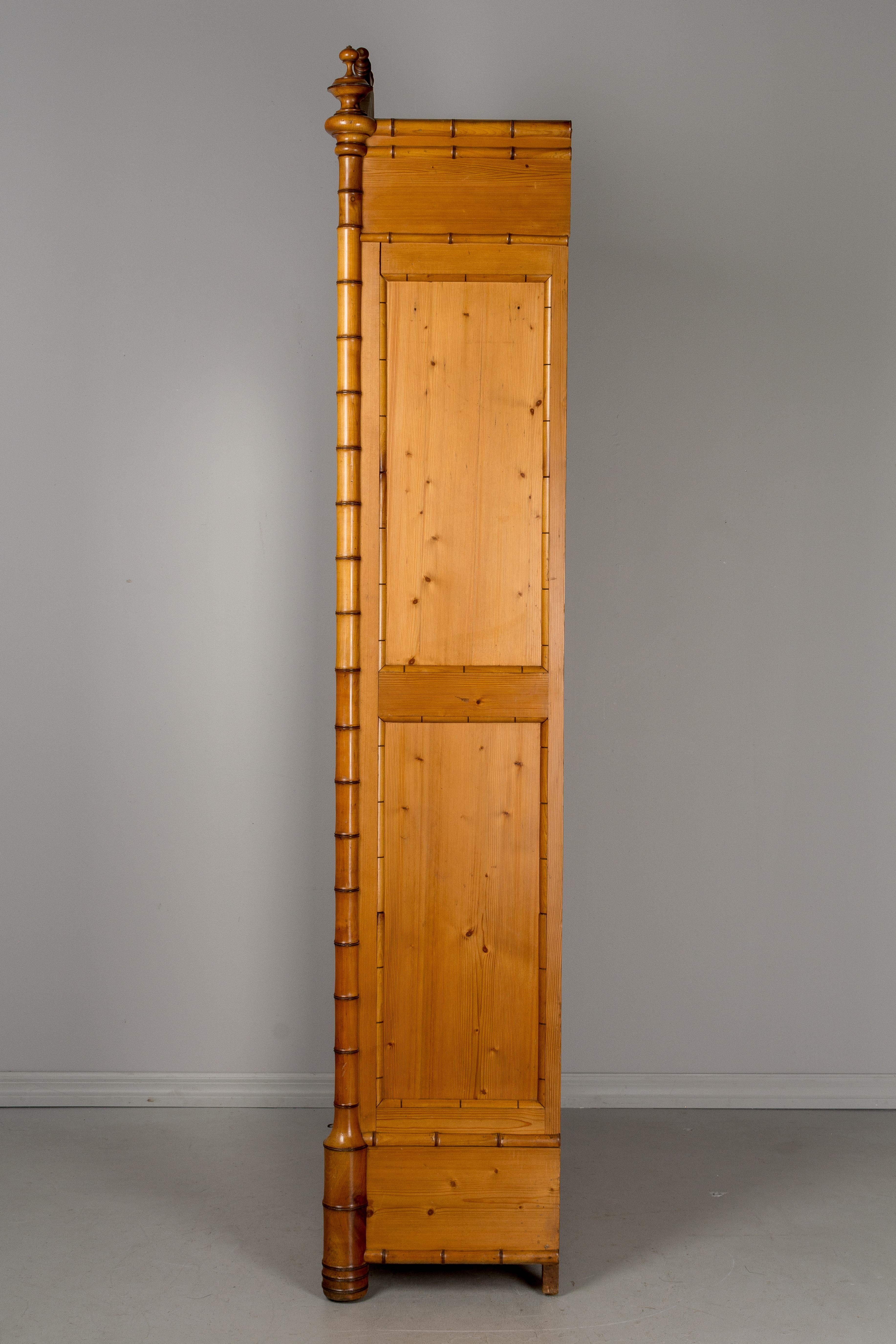 Hand-Crafted French Faux Bamboo Armoire or Wardrobe