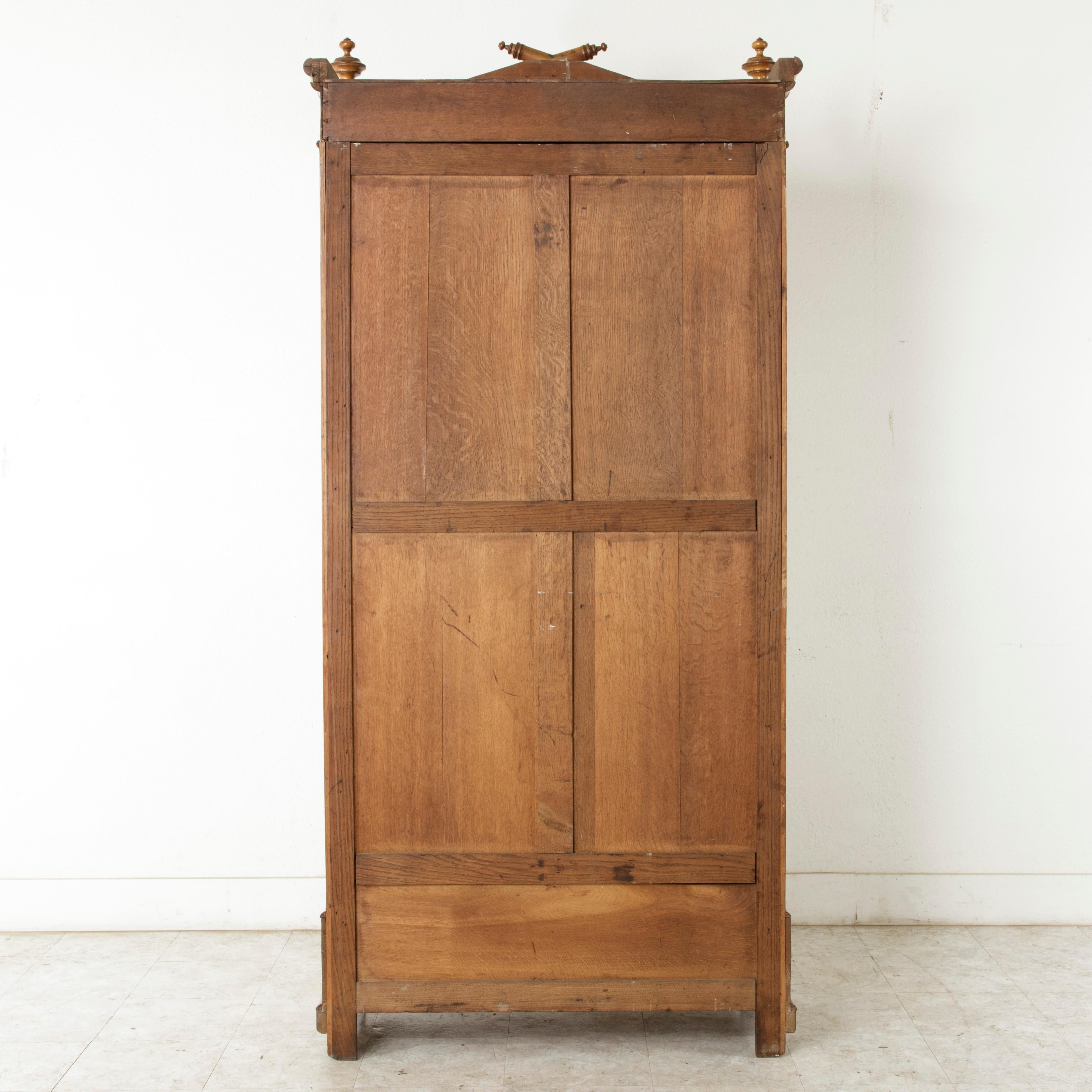 Early 20th Century French Faux Bamboo Armoire with Mirror circa 1900, Cherry and Heartwood Pine