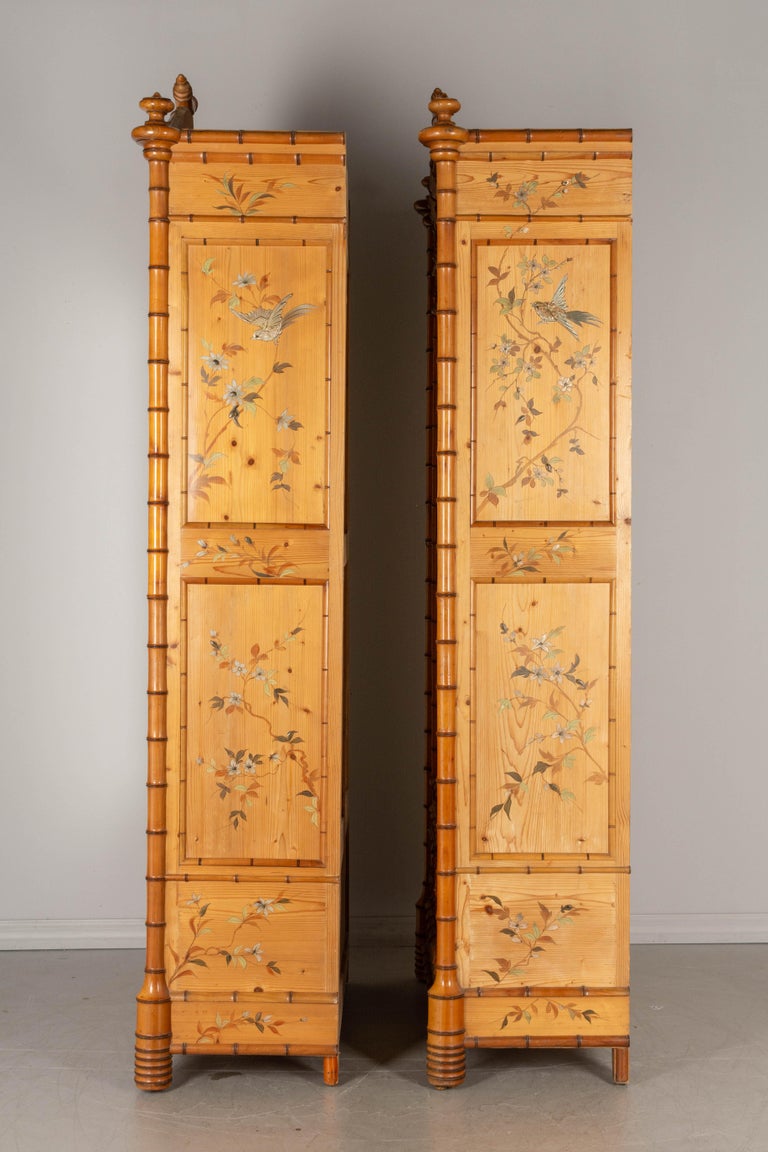 French Faux Bamboo Armoires, a Pair at 1stDibs