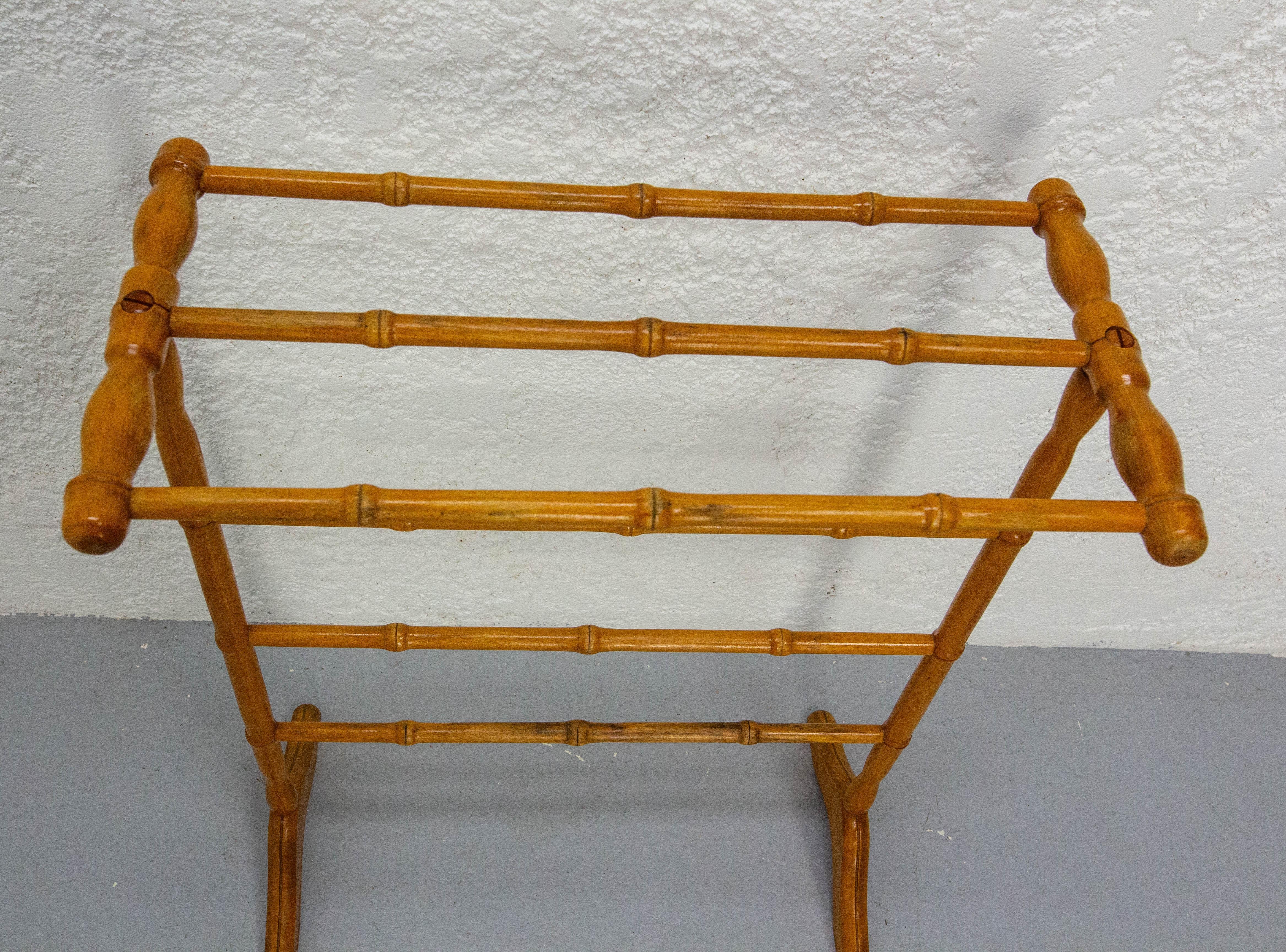 Mid-Century Modern French Faux Bamboo Beech Towel Rack, circa 1950