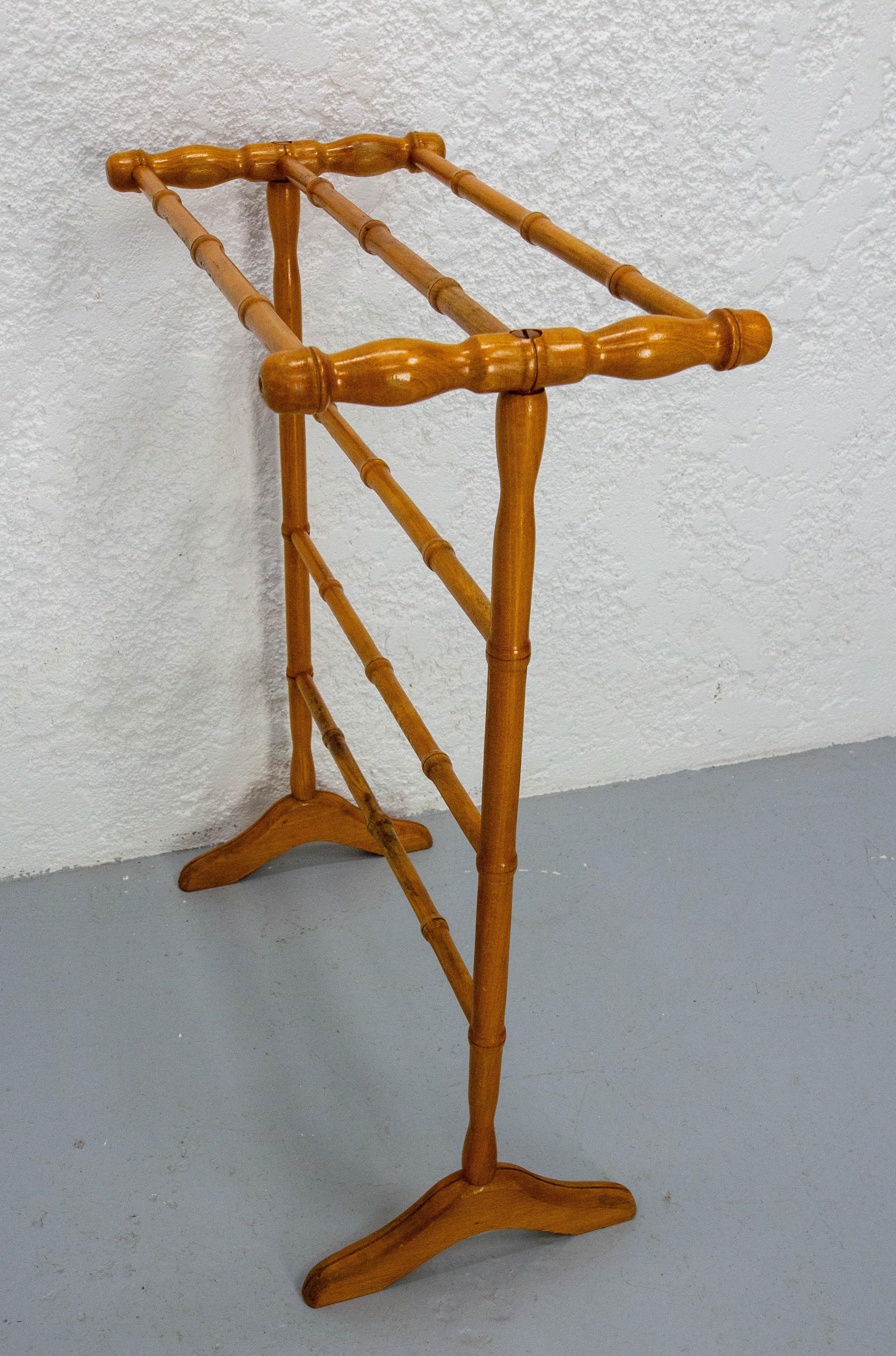 20th Century French Faux Bamboo Beech Towel Rack, circa 1950