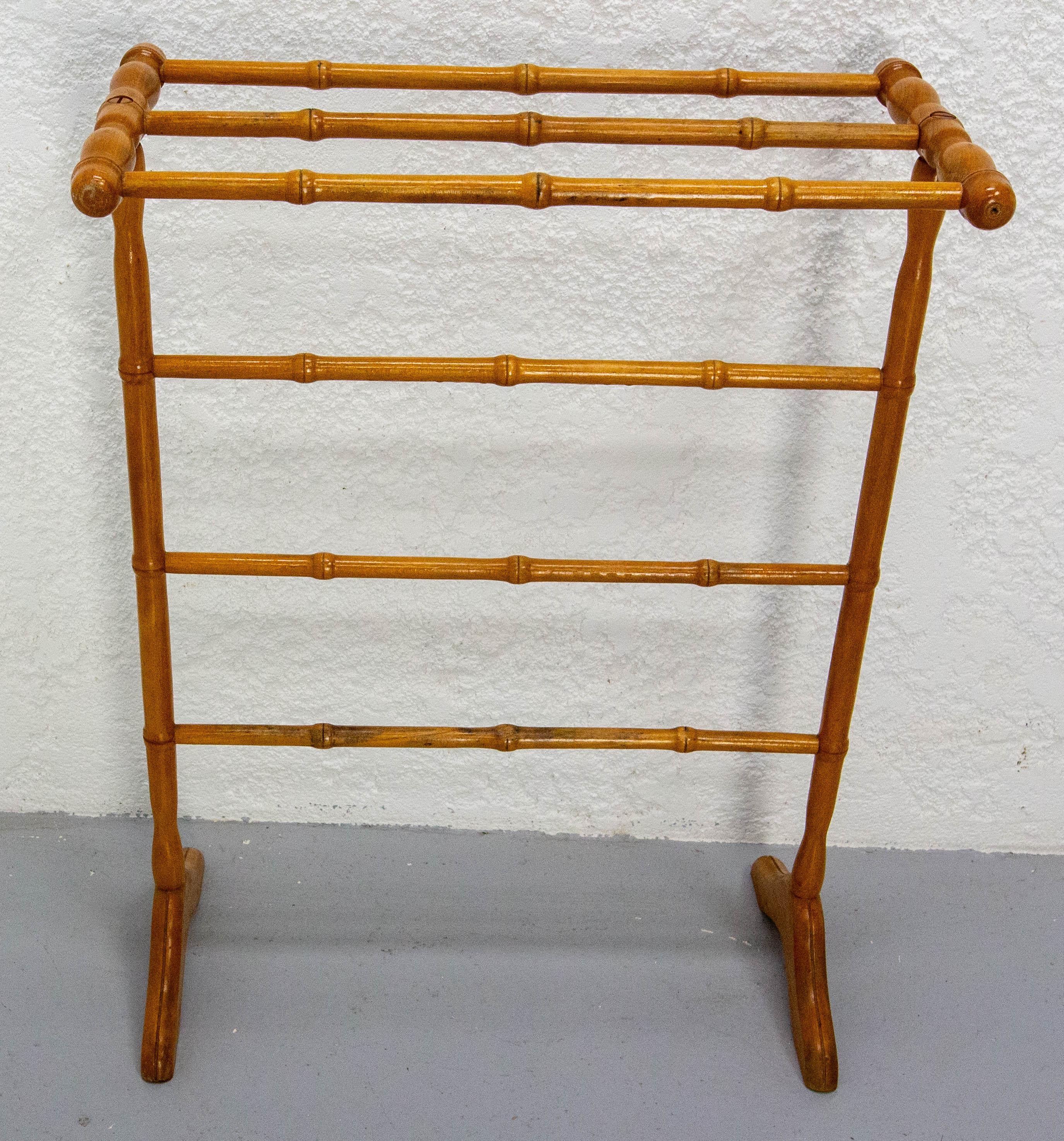 French Faux Bamboo Beech Towel Rack, circa 1950 4