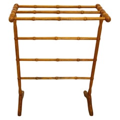 French Faux Bamboo Beech Towel Rack, circa 1950