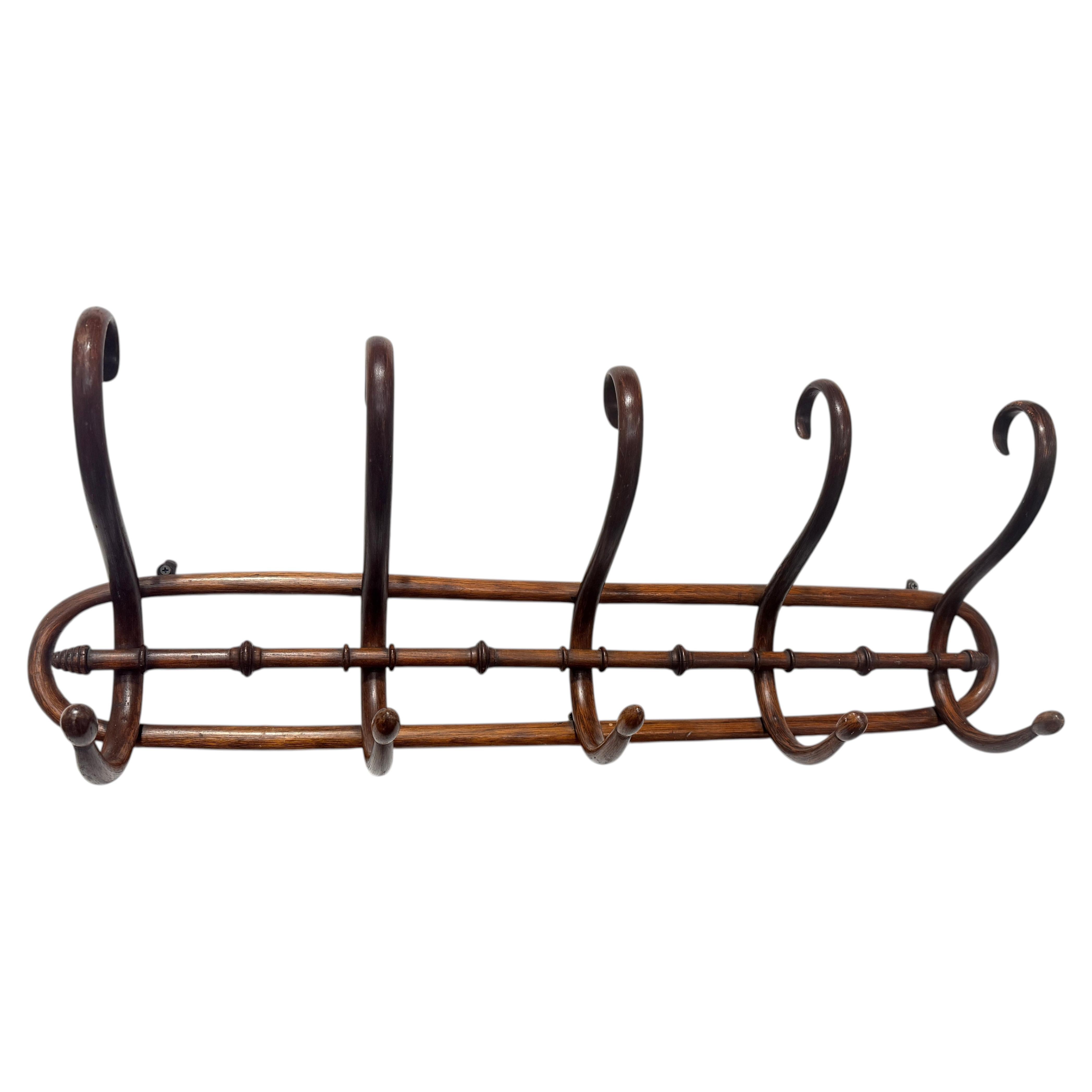 Appendiabiti da parete in finto bambù francese, stile Thonet, fine 19° secolo