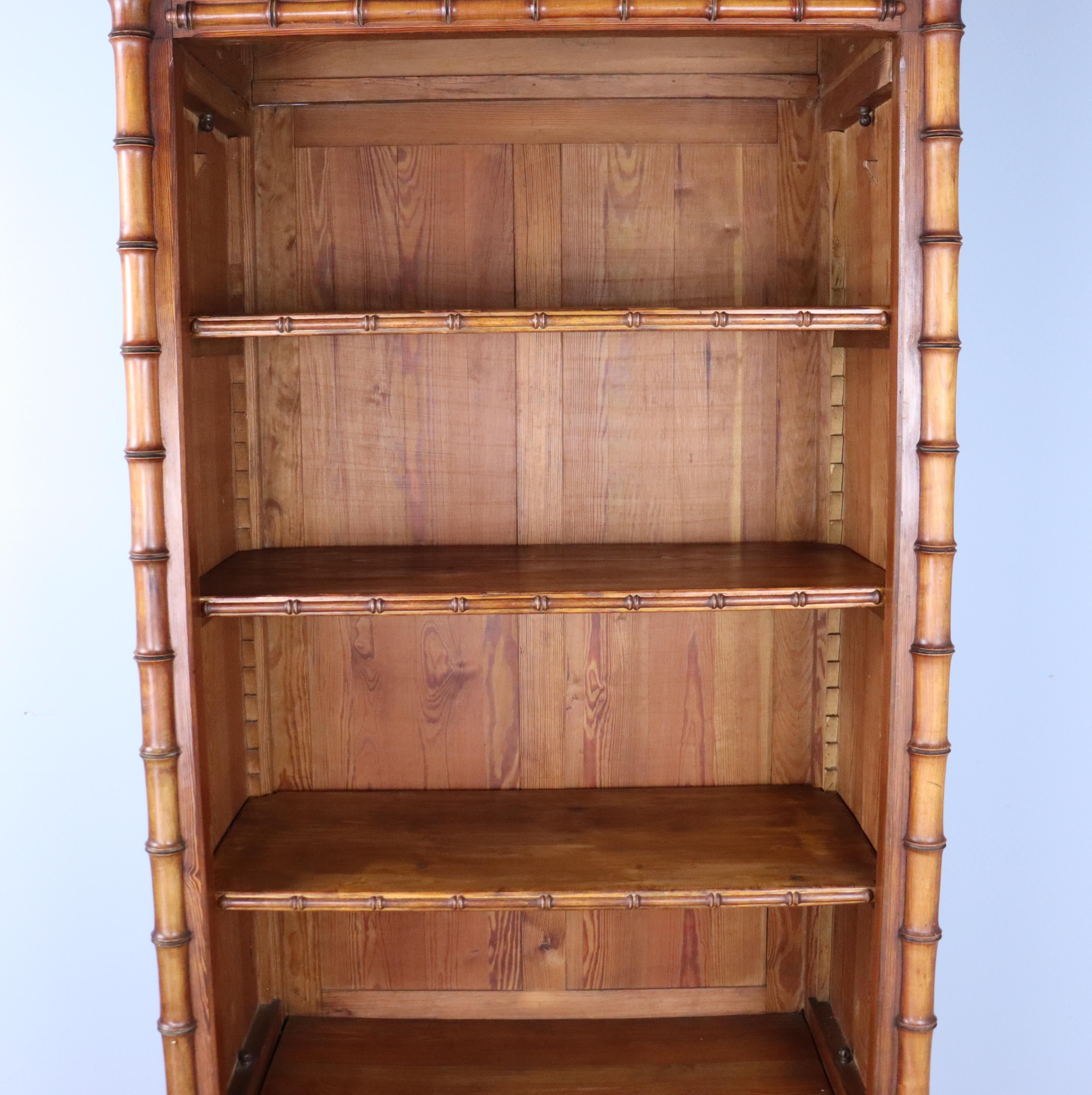 French Faux Bamboo Bookcase, Adjustable Shelves For Sale 4