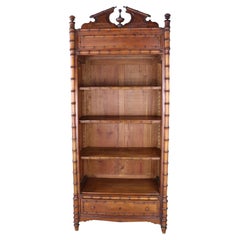 Antique French Faux Bamboo Bookcase, Adjustable Shelves