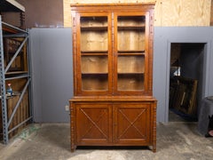 French Faux Bamboo Bookcase Cabinet in Pine, circa 1900