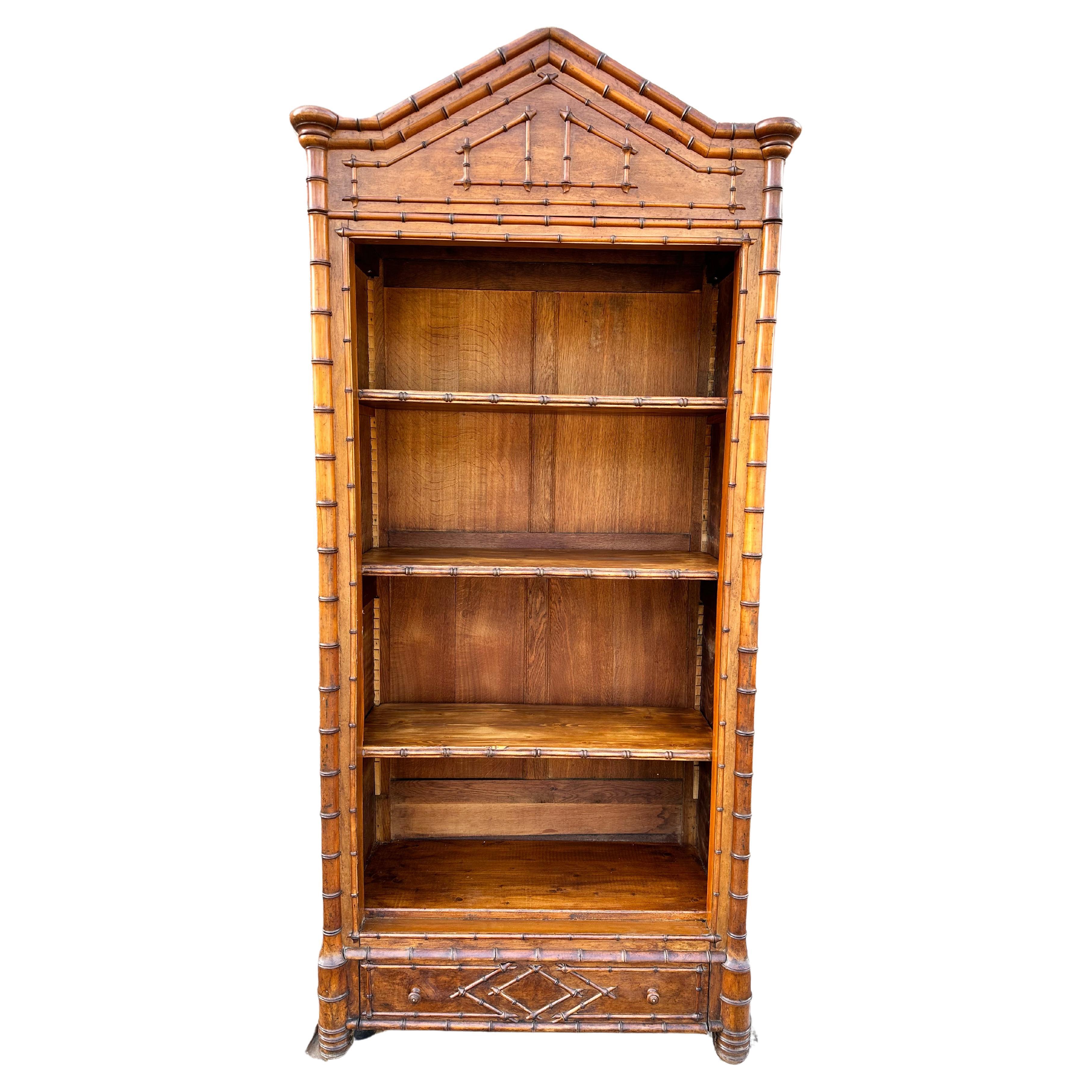 French Faux Bamboo Bookcase For Sale
