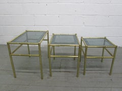 French Faux Bamboo Brass Nesting Tables