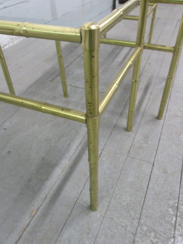 French Faux Bamboo Brass Nesting Tables For Sale 1