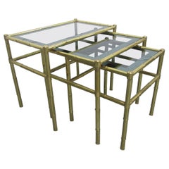 French Faux Bamboo Brass Nesting Tables
