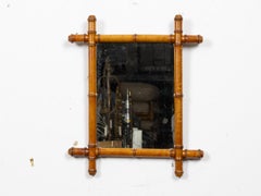 French Faux Bamboo Carved Wood Wall Mirror, Circa 1900