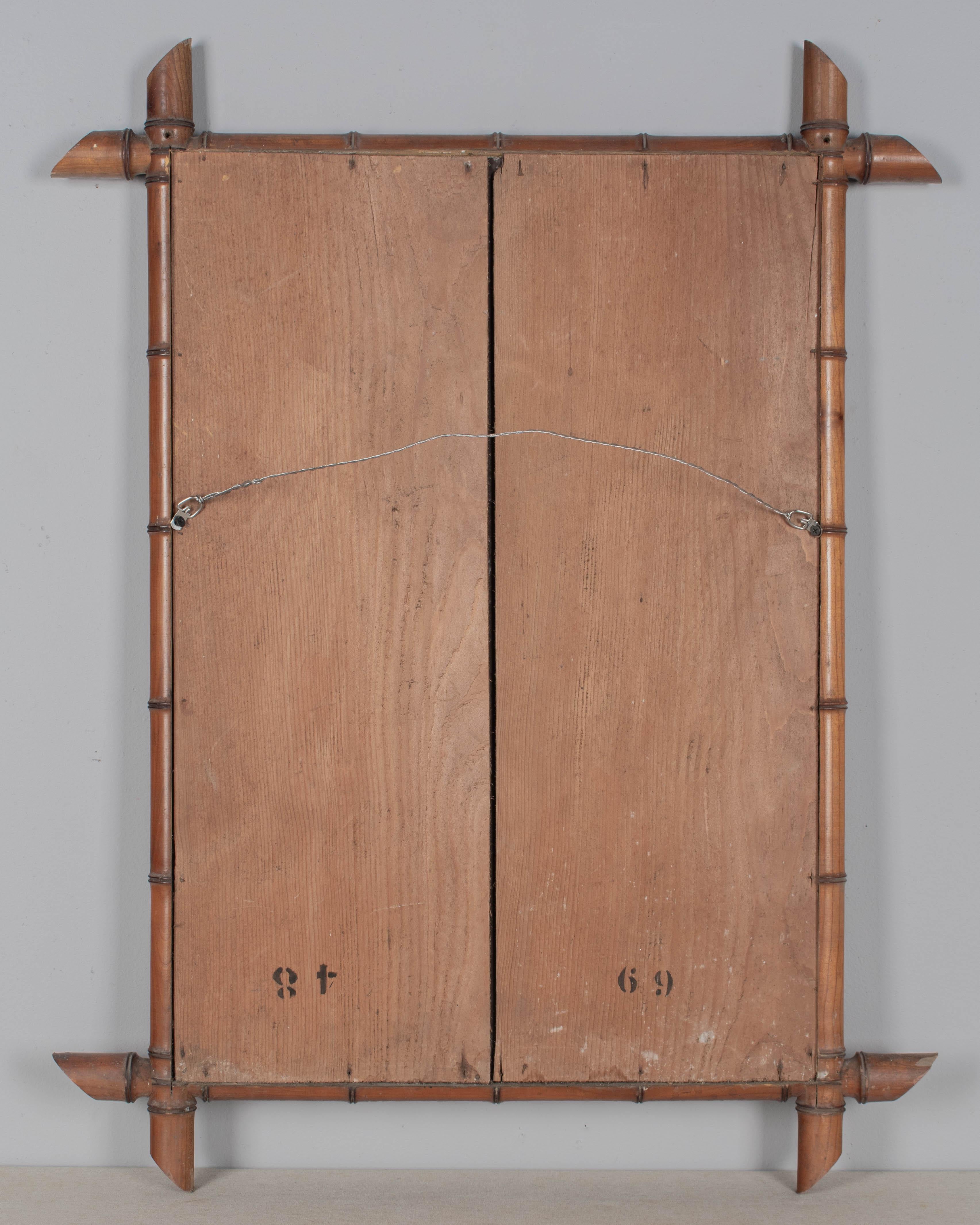 XX secolo Specchio francese in finto bambù e ciliegio 27