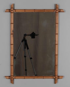 Espejo Francés de Madera de Cerezo Faux Bambú 27.5" x 37.5