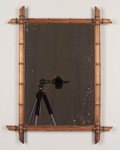 French Faux Bamboo Cherry Wood Mirror